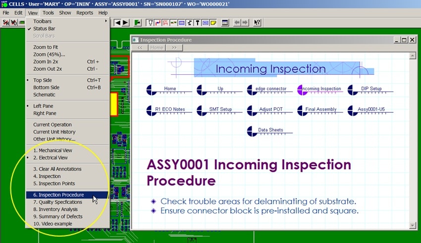 product job tracking software inspect assembly linked documents