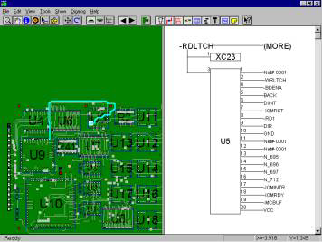 Netlist display and blink, Hyper-linked schematic & assembly