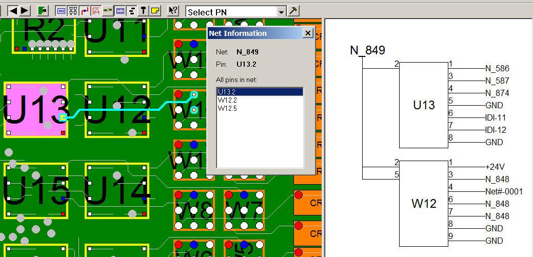 Netlist schematic linked to PCB assembly